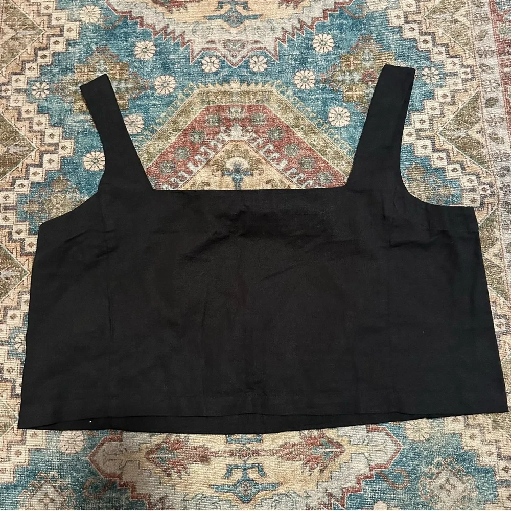 NWT Anthropologie Porridge• Black Cotton and Linen Square neck crop top size s - Picture 9 of 9